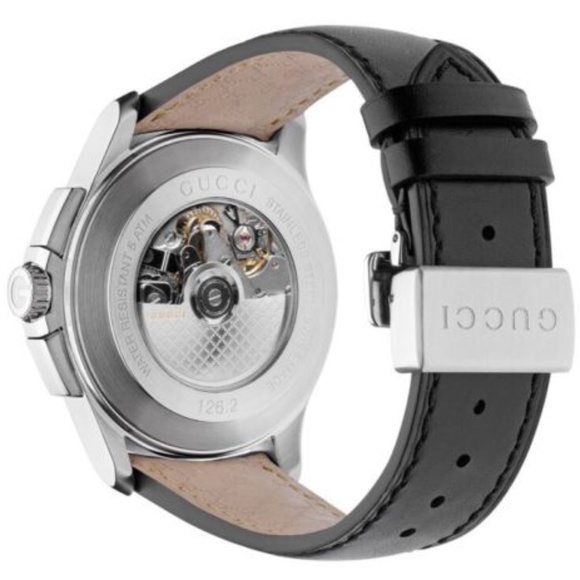 Gucci Men's Automatic Chrono Black Leather Watch - Picture 3 of 4